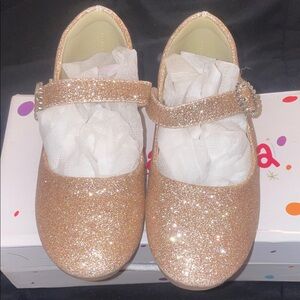 Glittery Gold Kids Dress Shoes